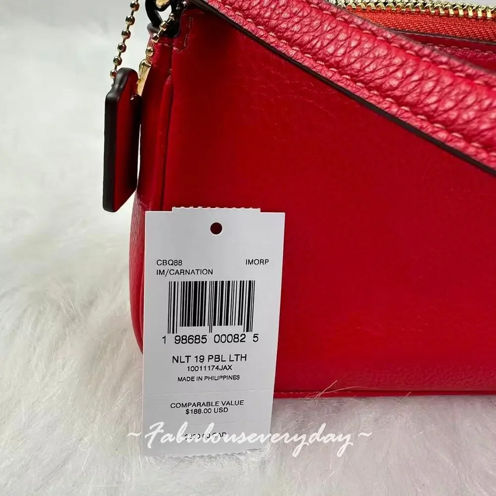 Coach Nolita 19 Shoulder Bag Leather/Gold/Carnation CBQ88 + Extended Chain NWT